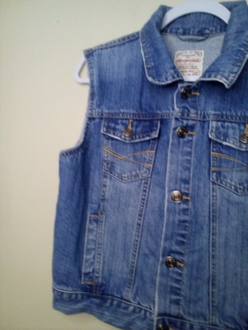 Aeropostale Denim Vest Women L Button Up Sleeveless Jacket Y2K Blue - Picture 5 of 14